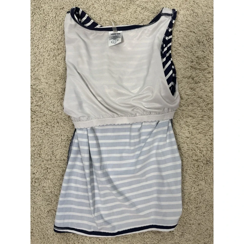 Lands‎ End Women's Soft Cup Tankini Swim Top Navy White Stripe Size 4 Water Park